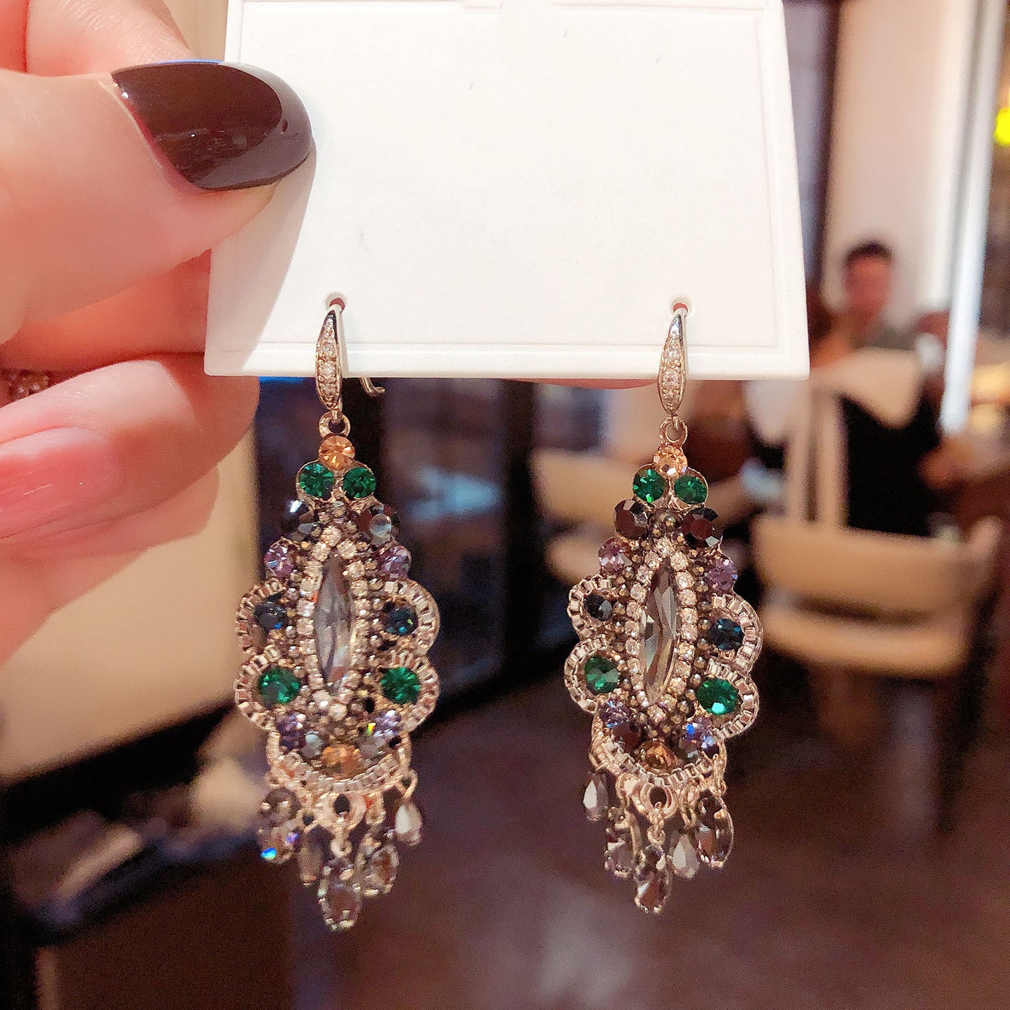 Retro French Court Style Crystal Niche Earrings