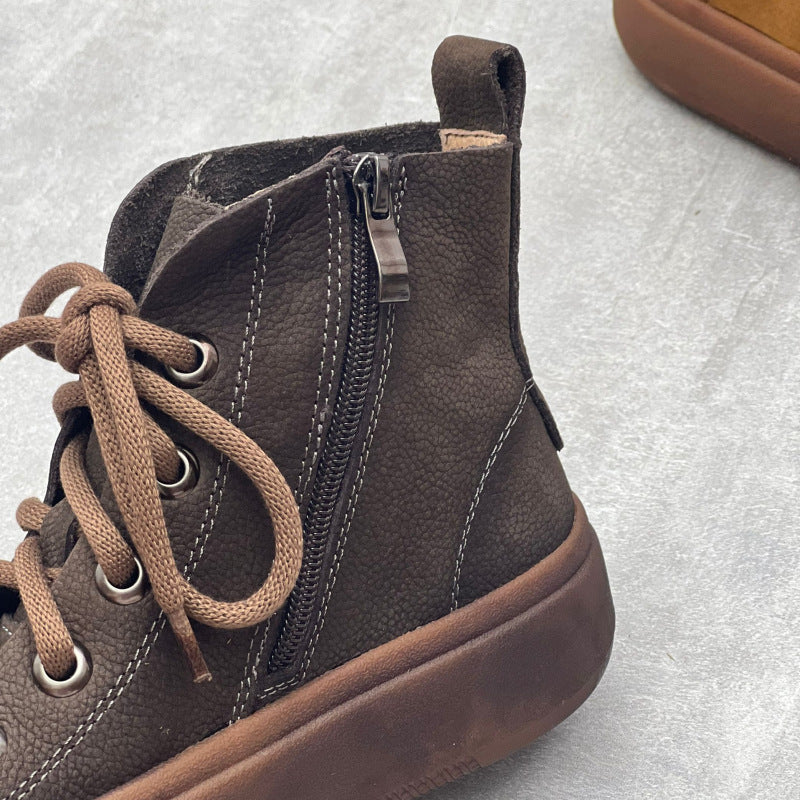 Retro Handmade Round Toe Leather Boots