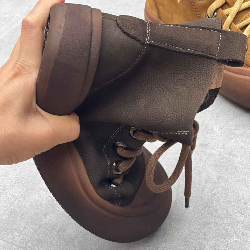 Retro Handmade Round Toe Leather Boots