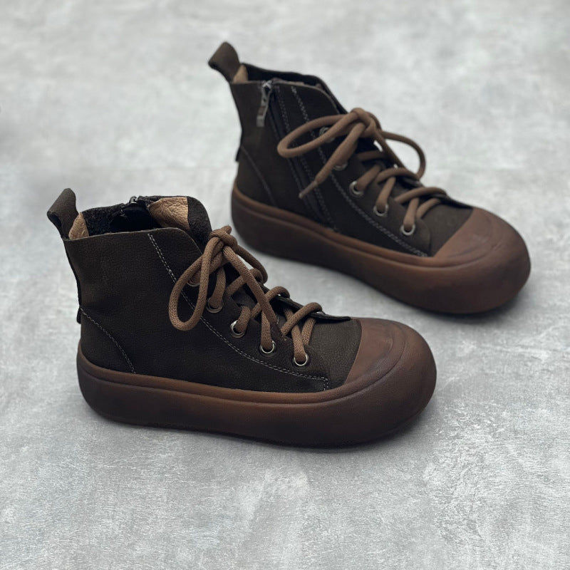 Retro Handmade Round Toe Leather Boots