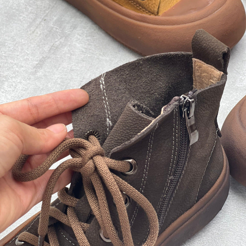 Retro Handmade Round Toe Leather Boots