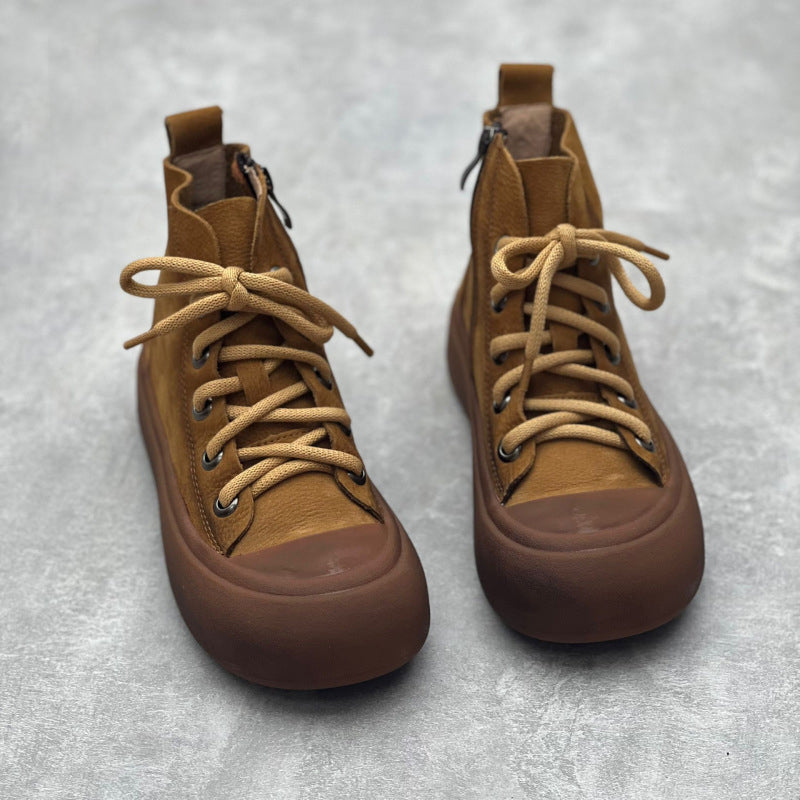 Retro Handmade Round Toe Leather Boots