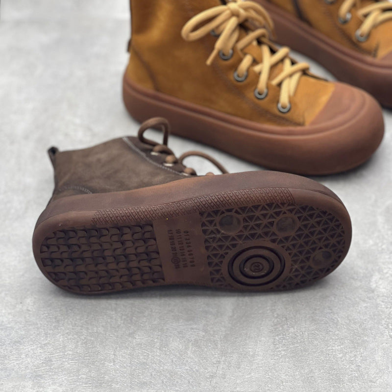 Retro Handmade Round Toe Leather Boots