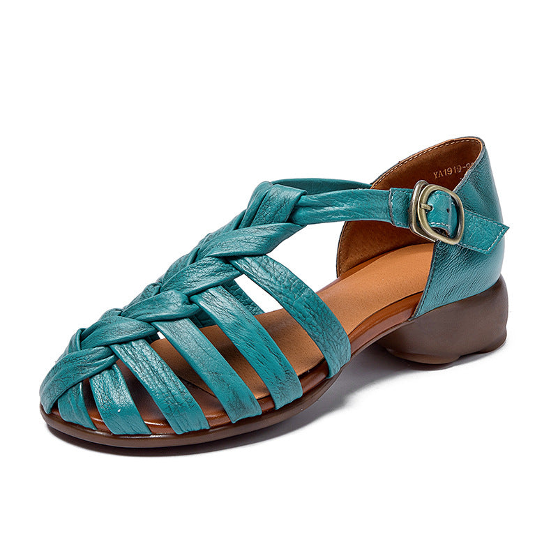 Retro Woven Genuine Leather Rome Sandals