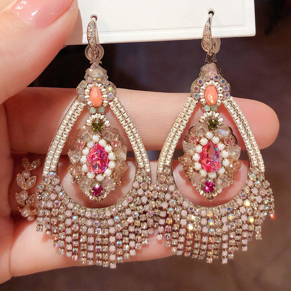 Rhinestone Tassel Earrings