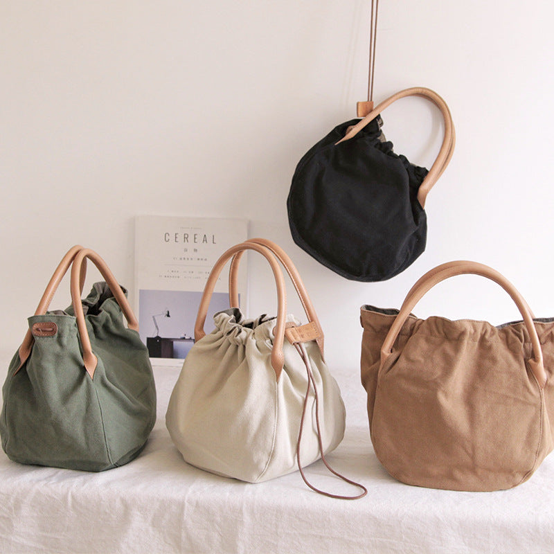 Simple Lazy Style Drawstring Handbag