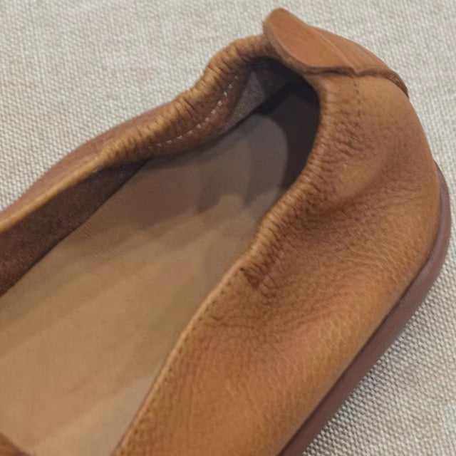 Soft Leather Square Toe Slip-on Casual Shoes