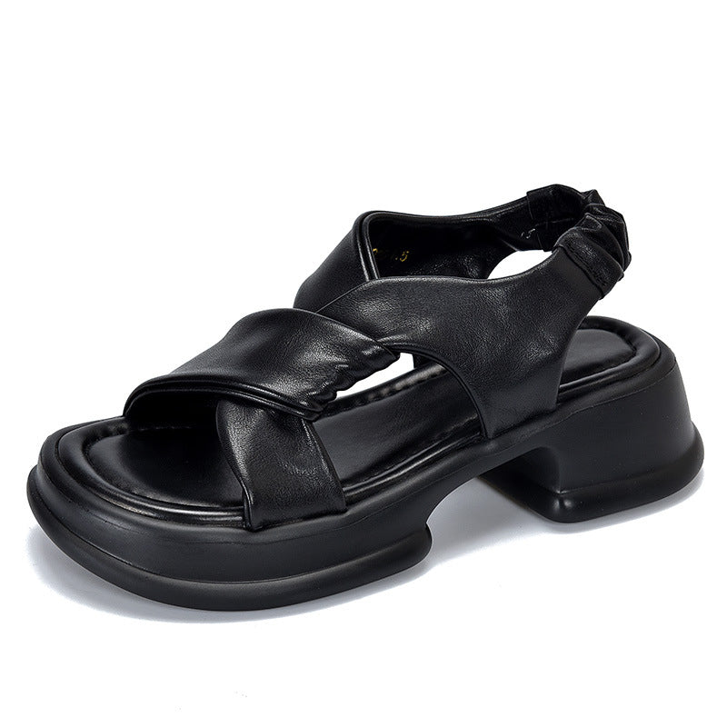 Stylish Twist Accents Leather Sandals