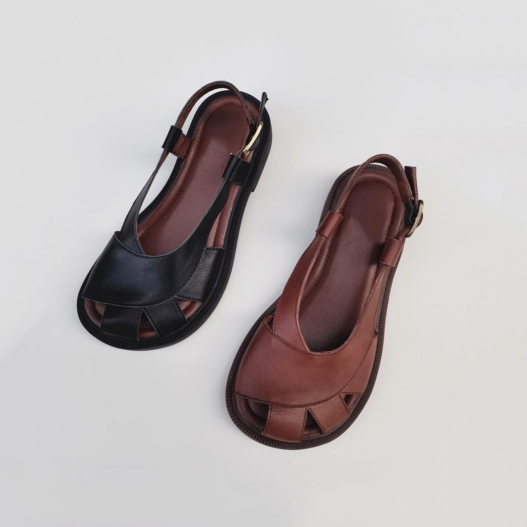 Summer Retro British Style Soft Leather Sandals Retrosia summer-retro-british-style-soft-leather-sandals-retrosia