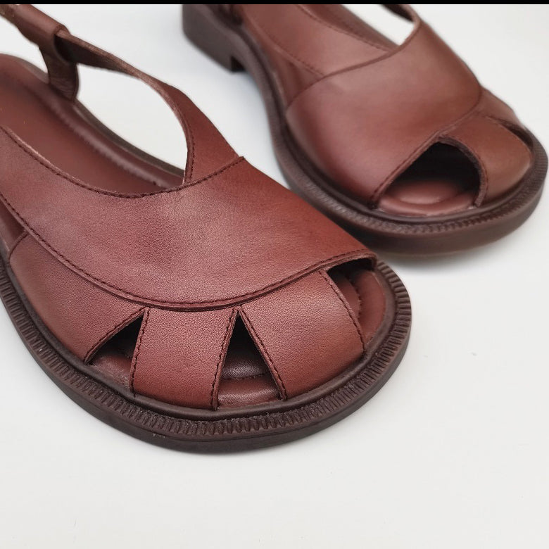 Summer Retro British Style Soft Leather Sandals