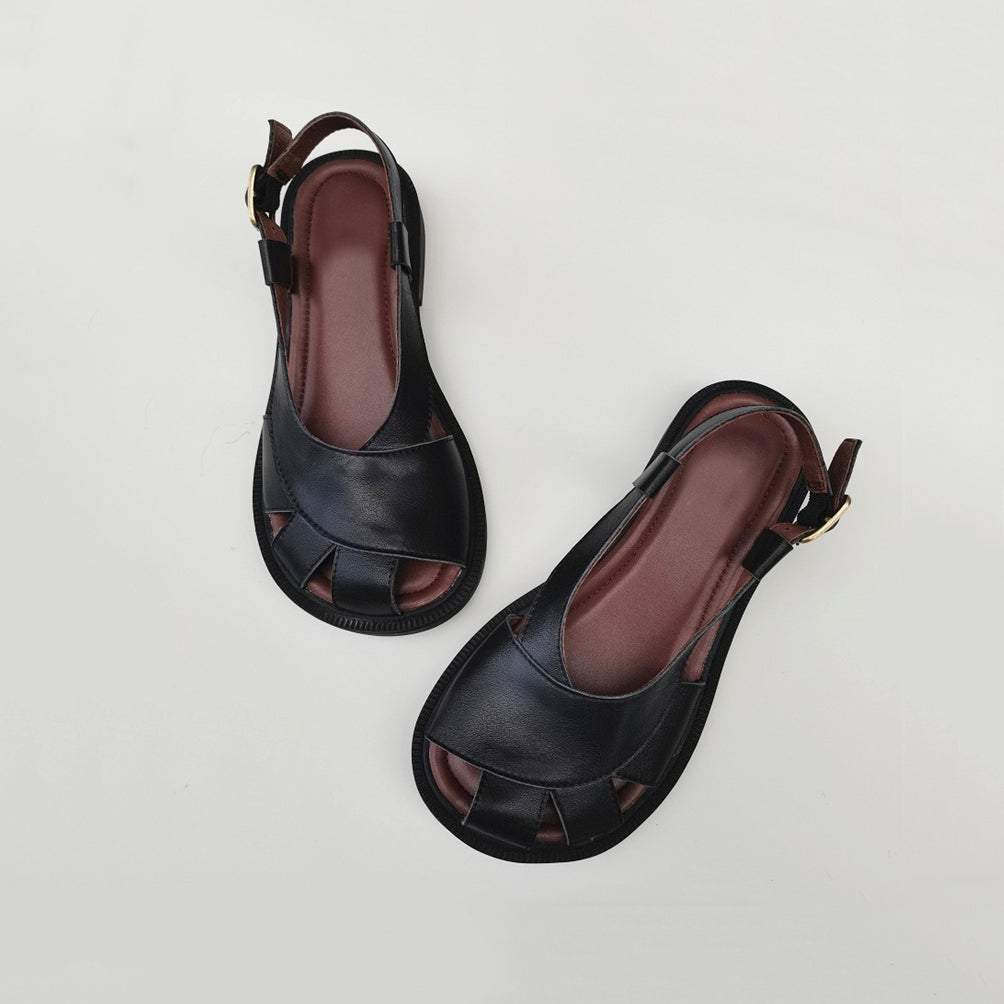Summer Retro British Style Soft Leather Sandals