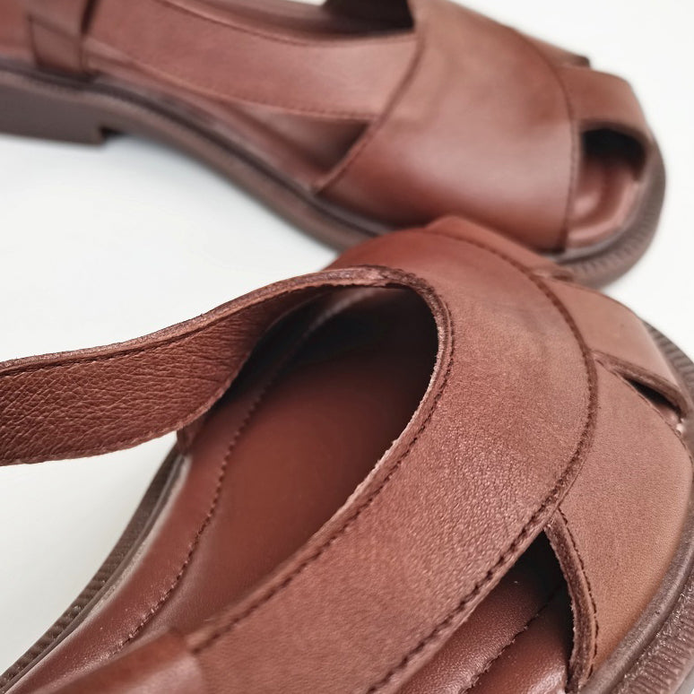 Summer Retro British Style Soft Leather Sandals