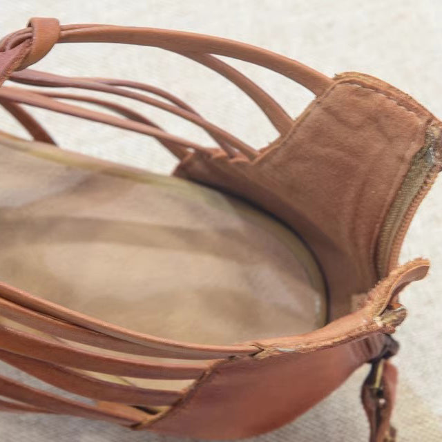 Summer Unique Leather Low Heel Roman Sandals