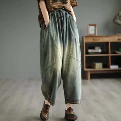Vintage Distressed High Rise Wide Leg Jeans