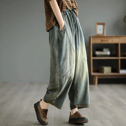 Vintage Distressed High Rise Wide Leg Jeans
