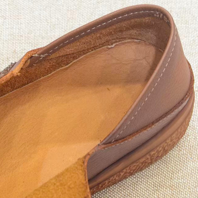 Vintage Hollow Velcro Square Toe Breathable Leather Shoes