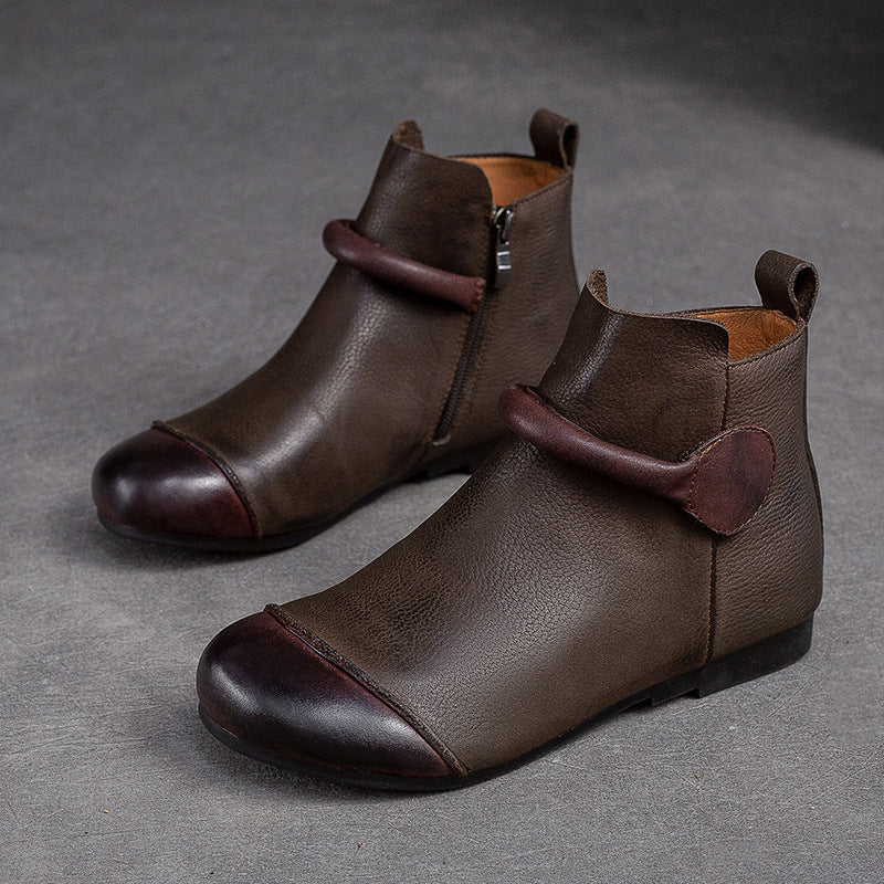 Vintage Panelled Versatile Martin Boots with Side Zippers