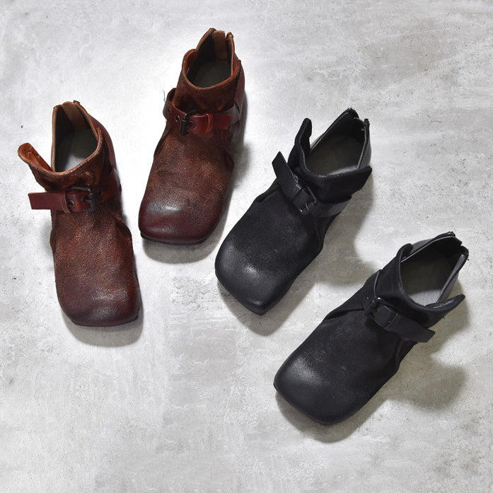 Vintage Square Toe Short Riding Boots