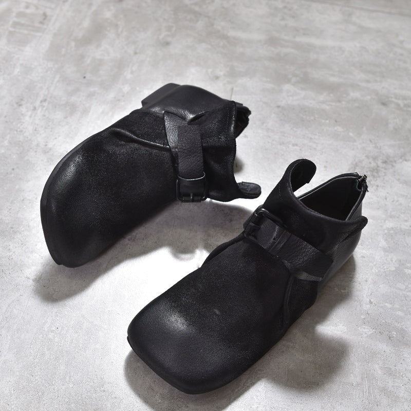 Vintage Square Toe Short Riding Boots