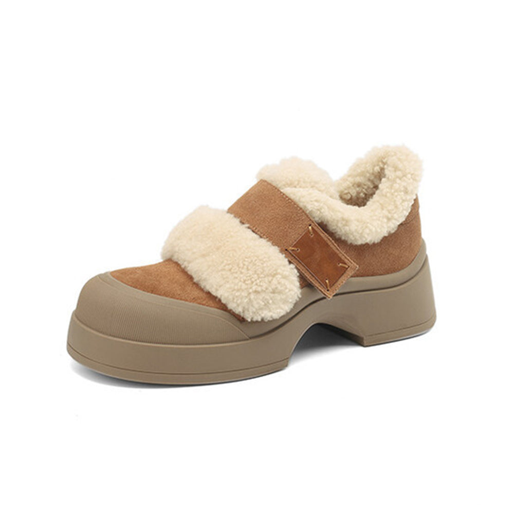 Winter Furry Shoes for women with Velcro Accents