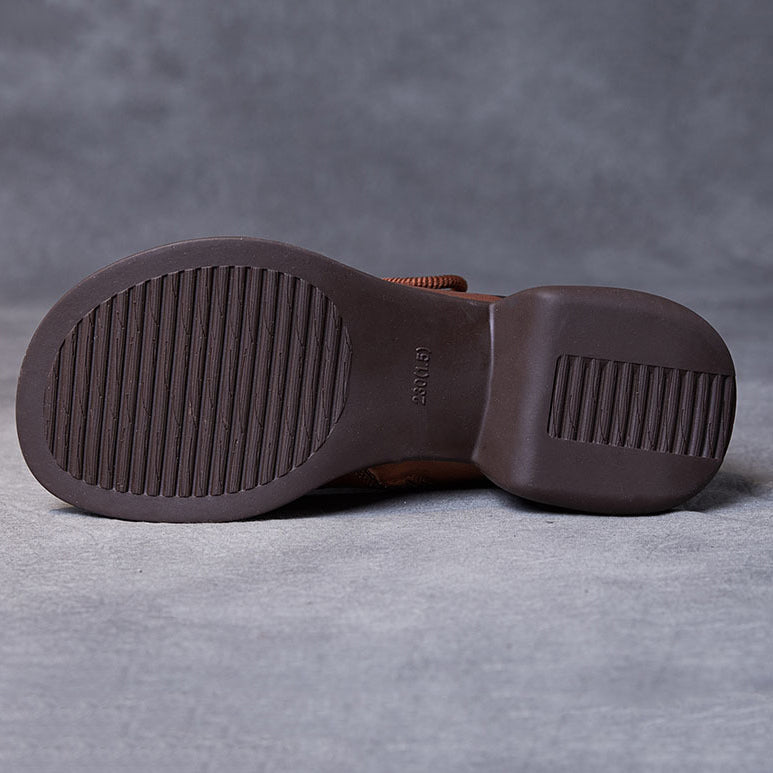 Women Handmade Vintage Hollow-out Leather Boots