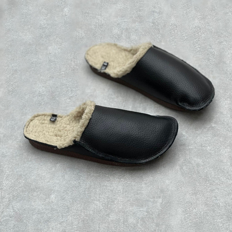 Women Plush Leather Slippers
