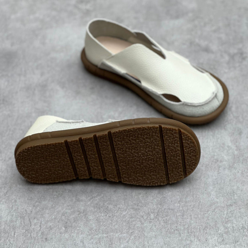 Women Slip-on Hollow-out Leather Flat Shoes