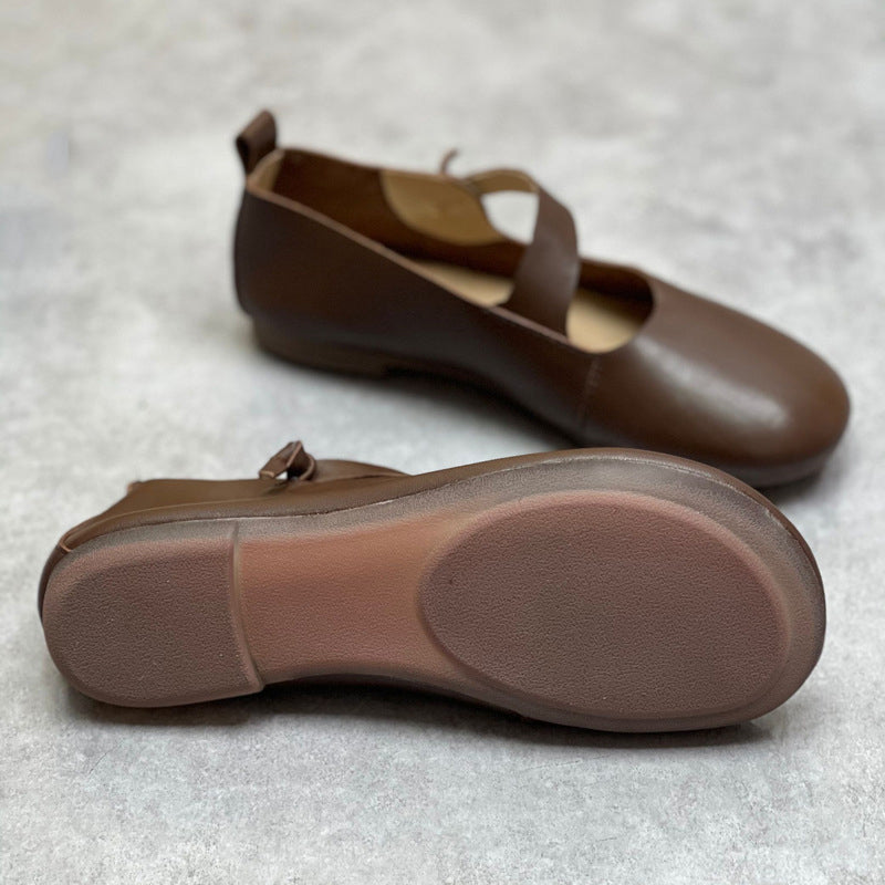Women Super Soft Leather Flat Shoes With Knot Accents