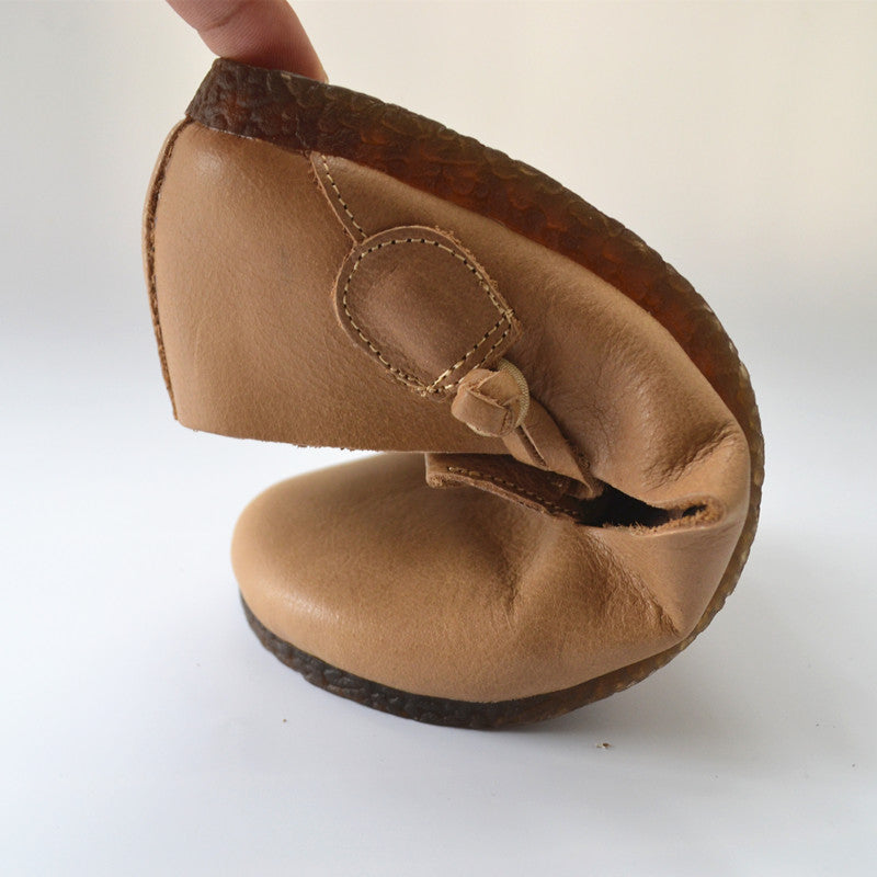 Women Retro Handmade Leather Shoes With Crossing Belts