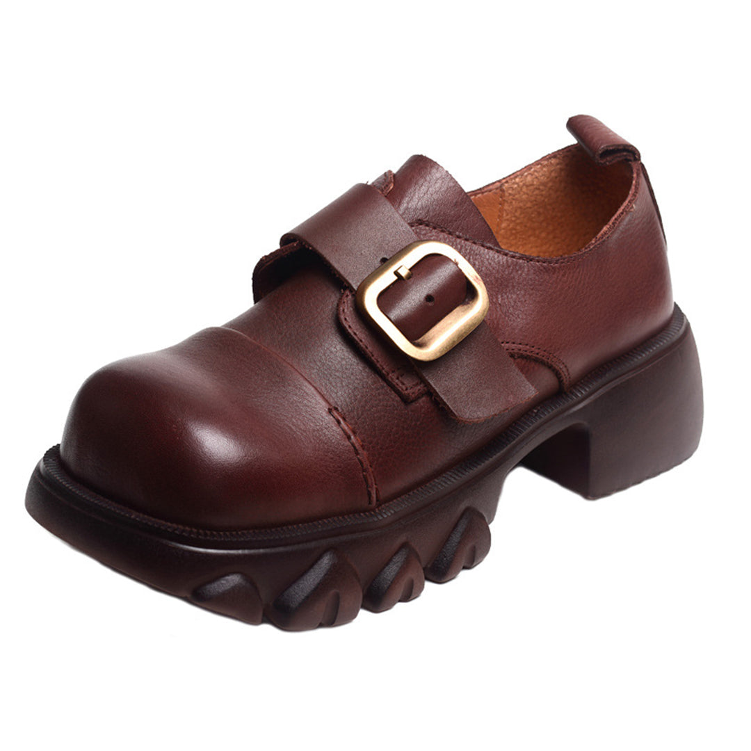 British Style Buckle Leather Shoes - Luckyback
