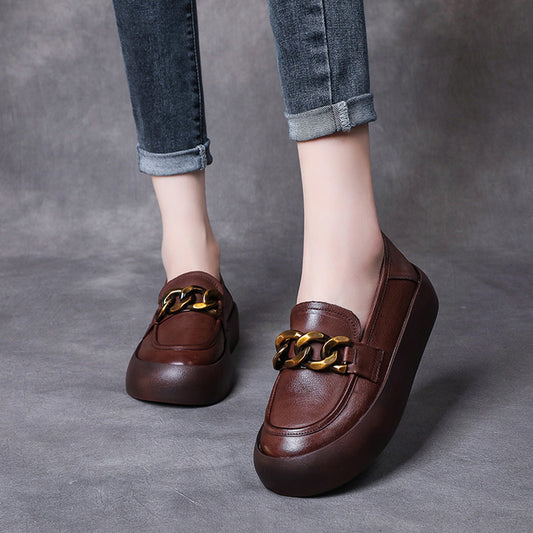 British Style Flatform Leather Shoes - Luckyback