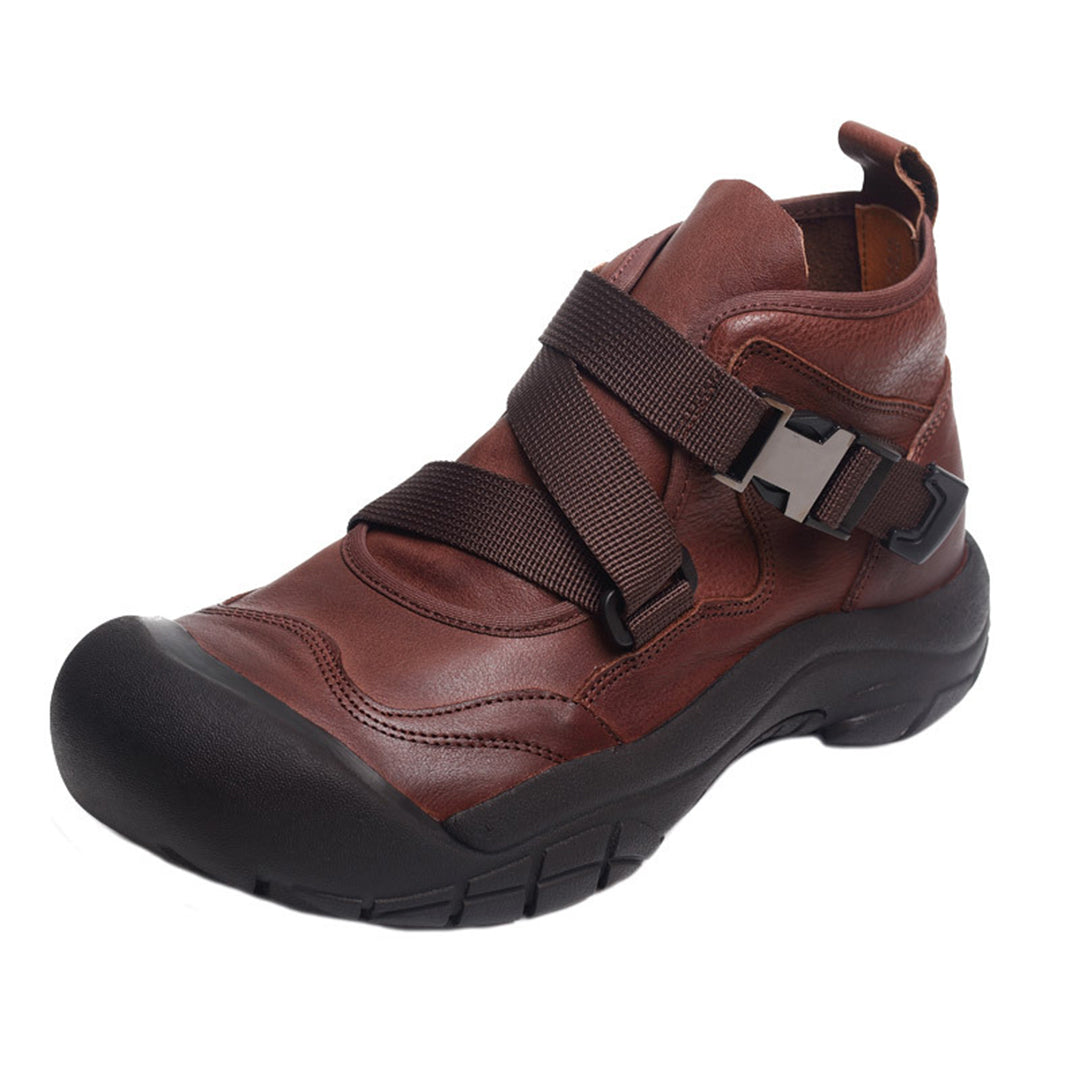 Buckle Accents Casual Leather Shoes - Luckyback