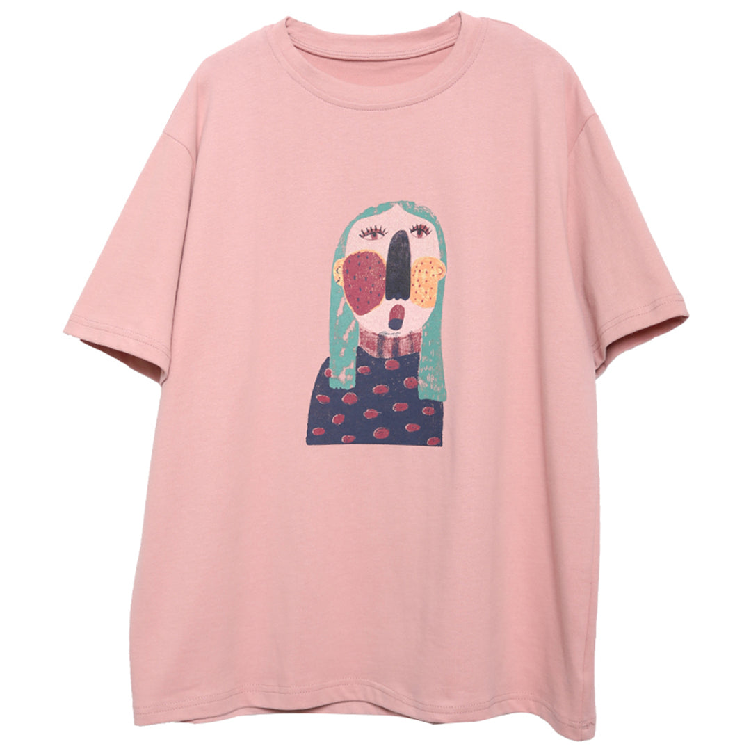 Cartoon Printed Loose Fit Casual T-Shirt - Luckyback