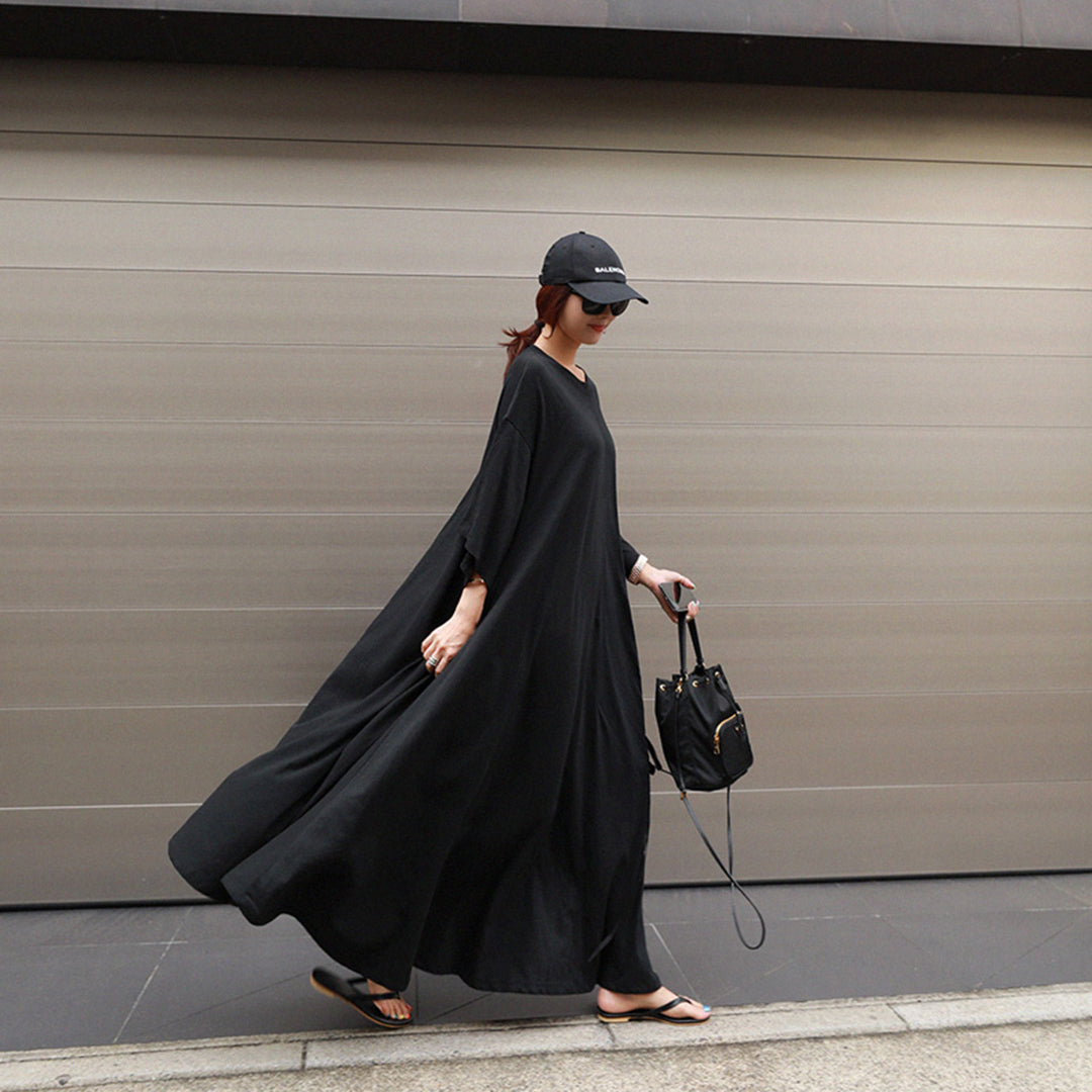 Casual Lace Up Loose Fit Maxi Dress - Luckyback