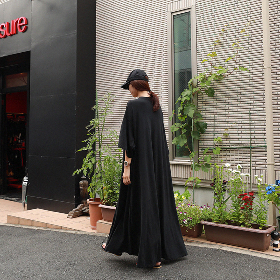 Casual Lace Up Loose Fit Maxi Dress - Luckyback