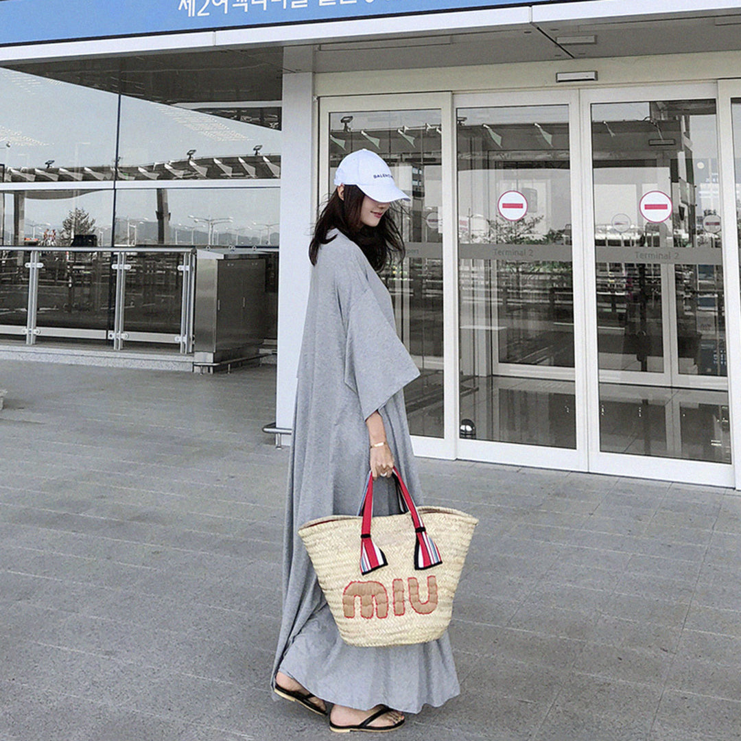 Casual Lace Up Loose Fit Maxi Dress - Luckyback