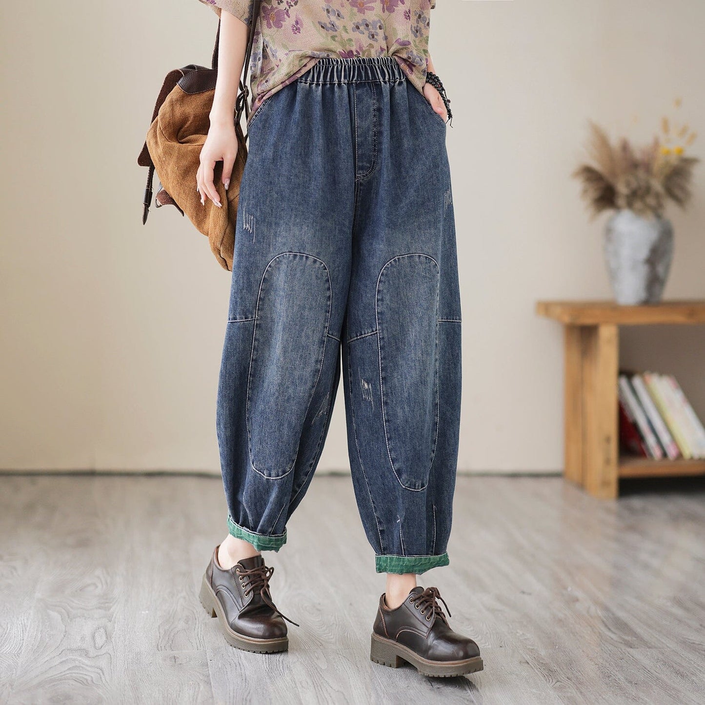 Casual Loose Patchwork Harem Jeans