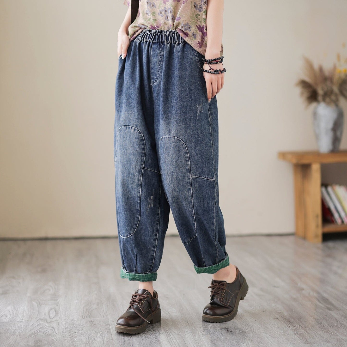 Casual Loose Patchwork Harem Jeans