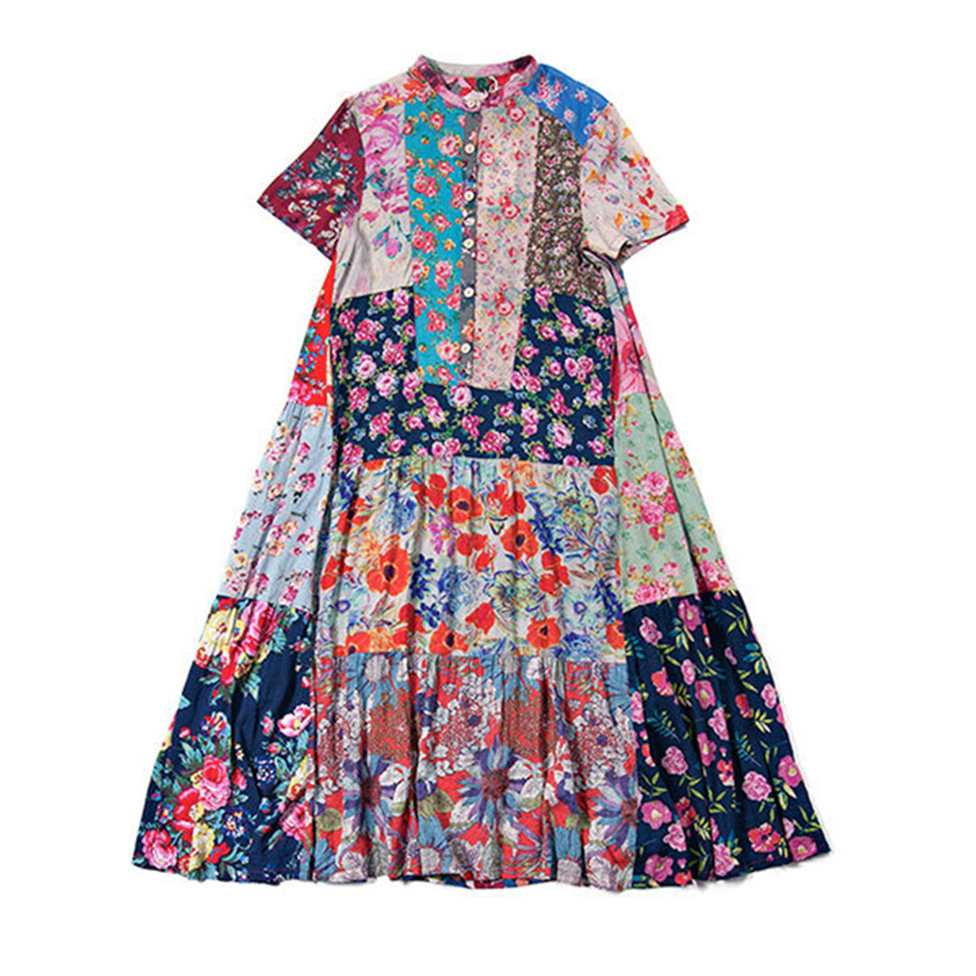Ethnic Paneled Floral Dress - Luckyback