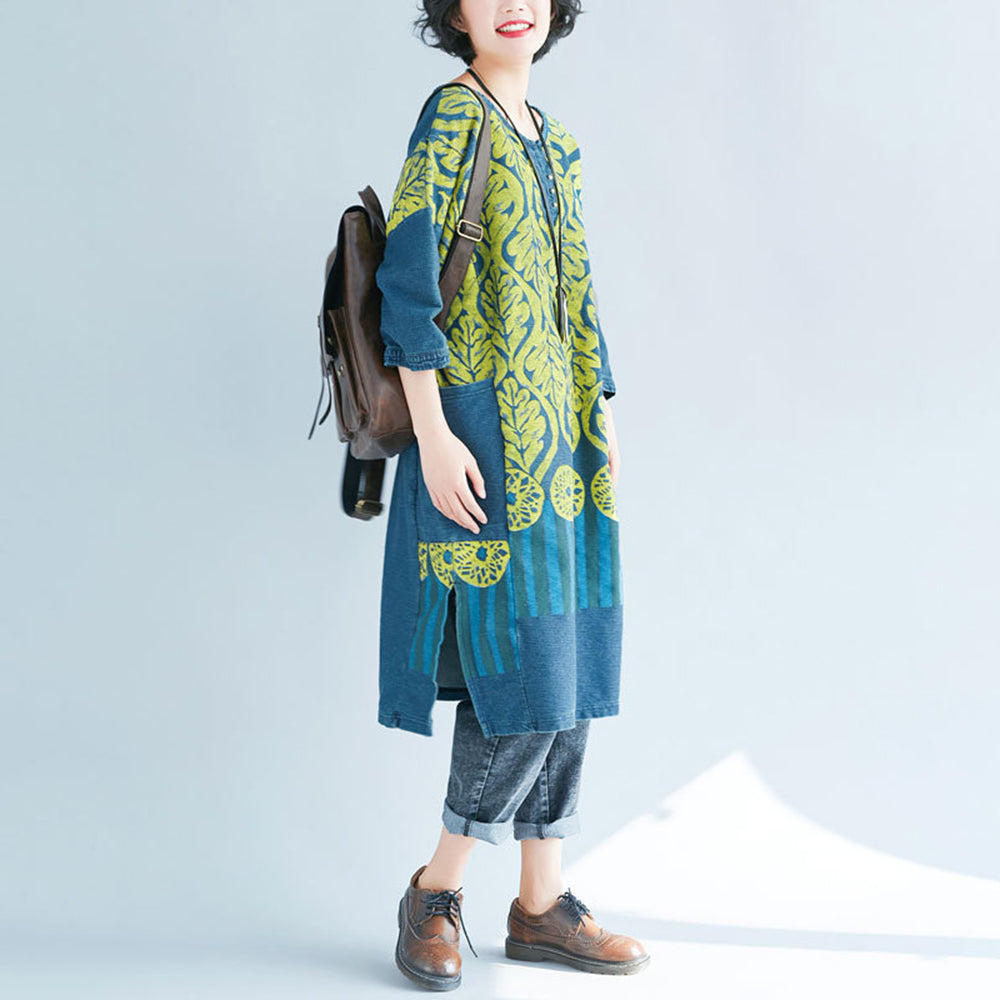 Ethnic Style Printed Retro Midi Dress For Women