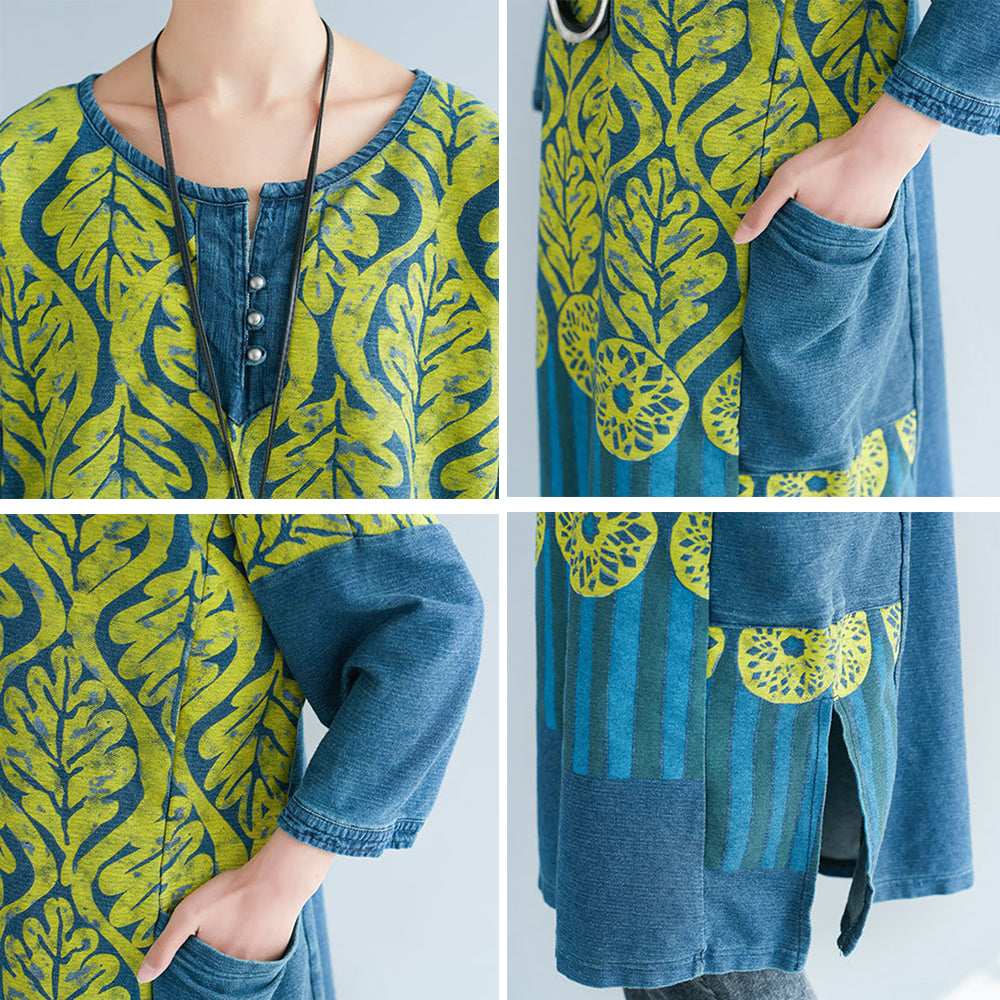 Ethnic Style Printed Retro Midi Dress For Women