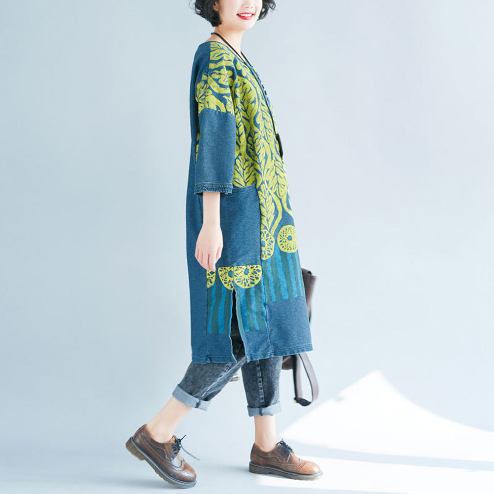 Ethnic Style Printed Retro Midi Dress For Women