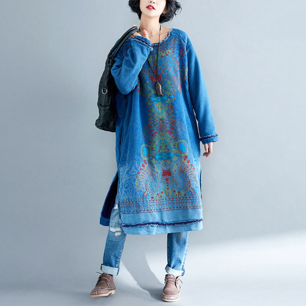 Ethnic Style Round Neck Burrs Dress