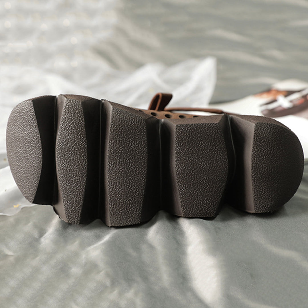 Eyelets Lace Up Mid Heel Boots - Luckyback