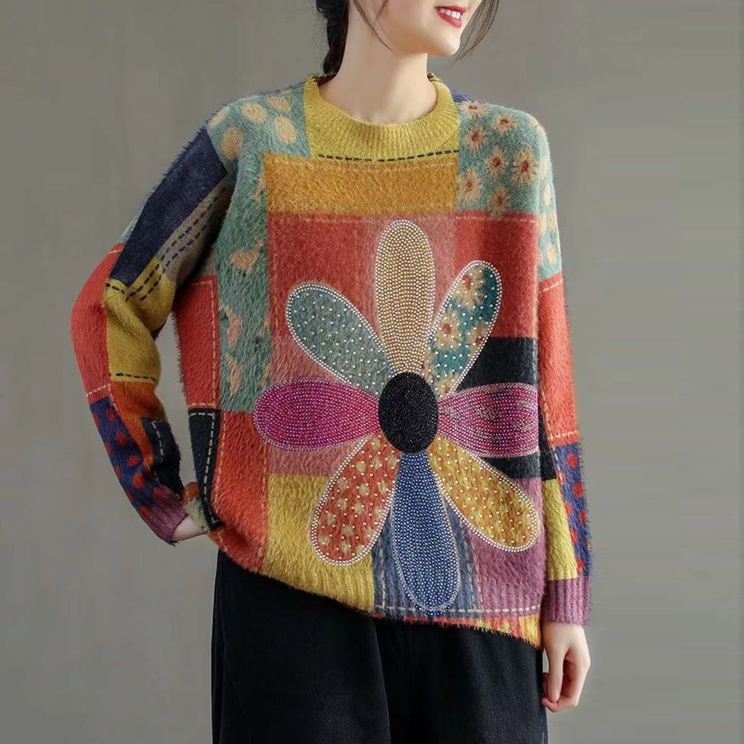 Faux Fluffy Knitted Sweater - Luckyback