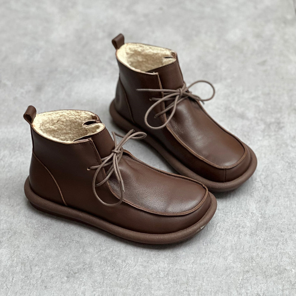 Handmade Retro Leather Lace-Up Martin Boots