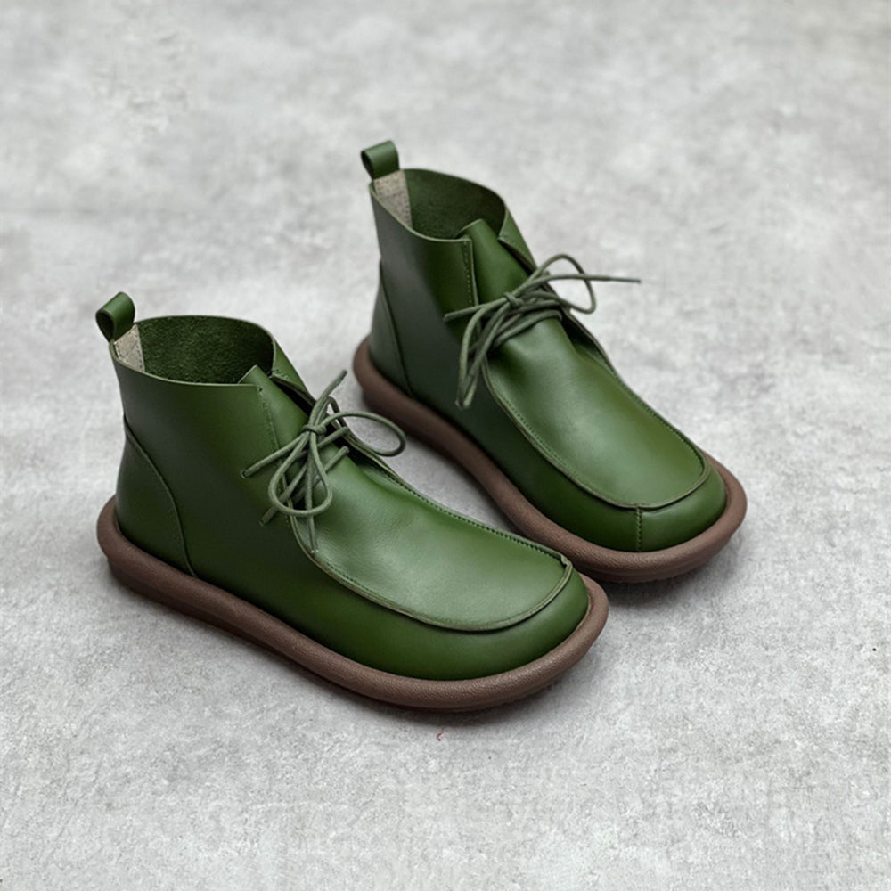 Handmade Retro Leather Lace-Up Martin Boots