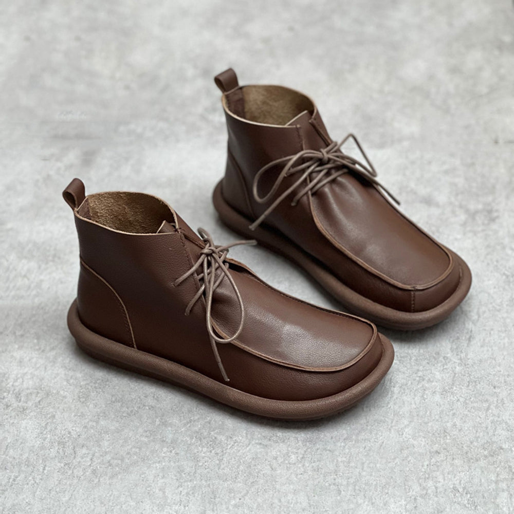 Handmade Retro Leather Lace-Up Martin Boots