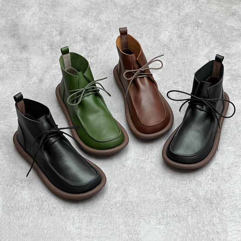Handmade Retro Leather Lace-Up Martin Boots