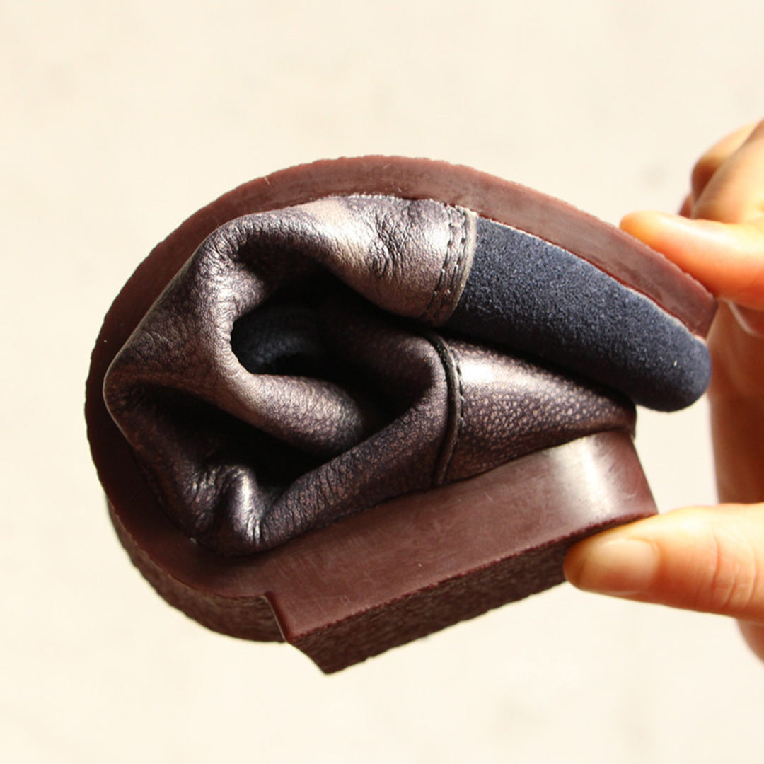 Handmade Retro Paneled Lace-Up Leather Shoes